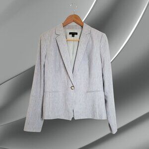 Ann Taylor Gray/White Pinstripe Blazer, Size 6